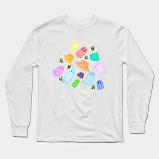 Halloween Boo ghost jellyfish colorful Long Sleeve T-Shirt